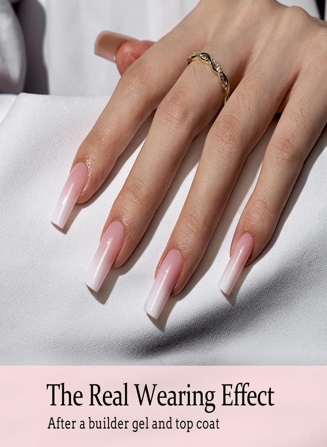 btartboxnails أظافر BTArtboxnails XCOATTIPS أومبري - أظافر مربعة طويلة قابلة للضغط، 150 قطعة من أطراف الأظافر الوردية والبيضاء المتدرجة، أطراف أظافر صناعية من الجل الناعم قابلة للإزالة، وصلات أظافر صناعية يمكنك تركيبها بنفسك، 15 مقاسًا - Image 3